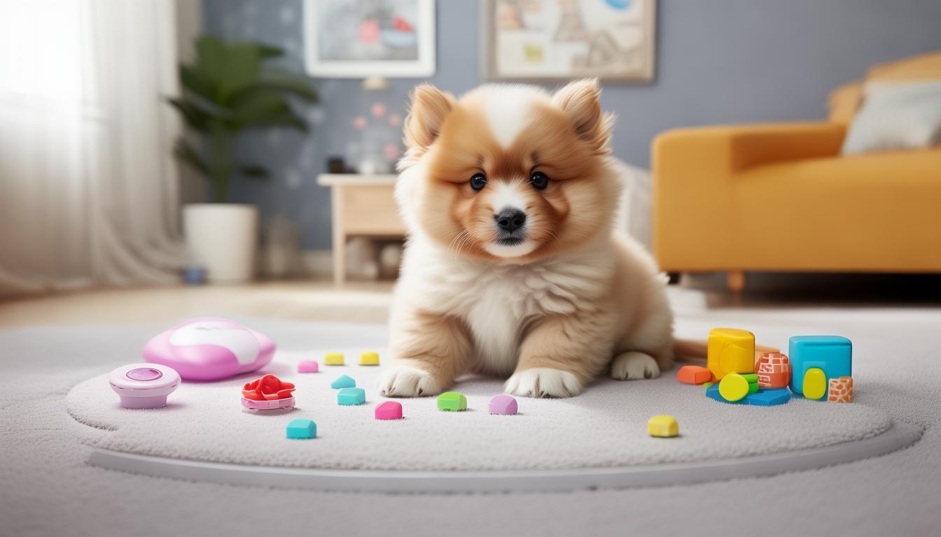 幼犬梳毛时的轻柔接触